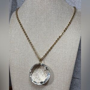 MONET Gold Chain Faceted Crystal Pendant Statement Necklace